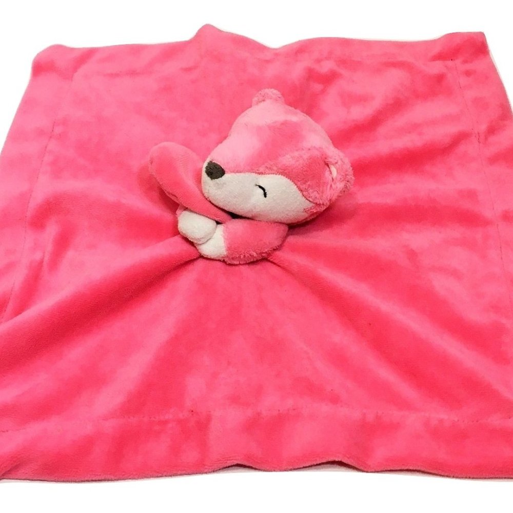 Rare HTF Carters Pink Fox Rattle Security Blanket - Picture 4 of 12